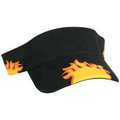 Black Racing Visor W/ Yellow Flame on Bill